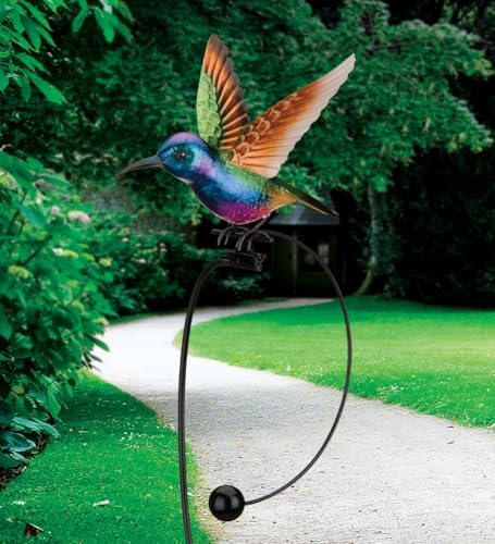 Regal Art & Gift Rocker Hummingbird Garden Stake, Colorful Metal Stake, Rocking Design, Glossy Metallic Finish, Weather & Fade Resistant, Ideal Garden Decor, Purple, 8.5"L x 5.75"W x 42.75" - Image 4