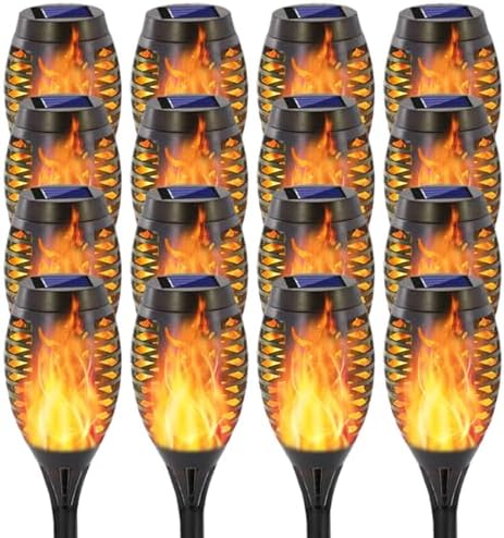 Solar Flame Lights Outdoor, Flickering Flame Effect Waterproof LED Torch Lights for Garden Patio Pathway Decoration, 6 Pack, Warm Color, 12 Inches (16) by Unknown