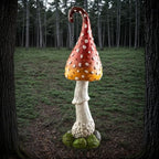 Pacific Giftware Whimsical Garden Toadstool Mushroom Statue with Red and Orange Curled Cap Resin Decor for Fairy Garden Landscaping or Outdoor Display 27.56" Tall - Image 6