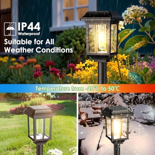 Mancra Solar Outdoor Lights Waterproof, 8 Pack Metal Glass Solar Pathway Lights Outdoor Lighting Garden Decor for Landscape Path Yard Patio Driveway (Warm White) - Image 4