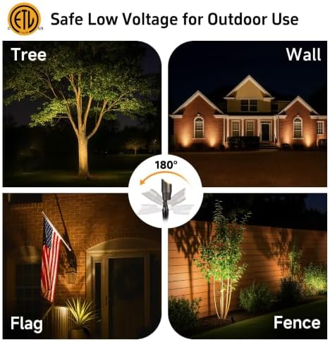 Gardenreet Solid Brass Spot Lights - Low Voltage Landscape Spotlight Outdoor, 12V LED Uplights Wired Waterproof, Electric Bronze for Patio Wall with 2700K Warm White MR16 Bulb (6 Pack) - Image 5