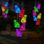 Hummingbird Solar Wind Chimes for Outside - Color Changing LED Outdoor Solar Lights Waterproof Windchimes, Home Garden Patio Yard Porch Decoration (Cat) - Image 4