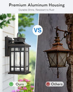 Dusk to Dawn Outdoor Lighting, Black 2 Pack Outside Lights for House with Gold Trim, Modern Exterior Light Fixtures, Outdoor Wall Lanterns for Porch, Garage, Doorway, Anti-Rust, Waterproof - Image 4