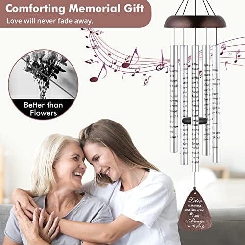 Fabuday 32'' Sympathy Wind Chime Memorial Gift for Loss of Loved One Bronze - Image 2