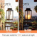 Tomshine 2 Pack Solar Flame Lanterns Outdoor Weatherproof, Hanging Black Rust-Proof Solar Lantern with Tempered Glass Shade, Flickering Flameless Candles for Patio Garden Decor - Image 4