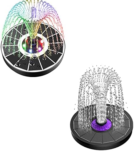 SZMP Solar Fountain Upgraded 100% Glass Panel & Solar Fountain 3.5W Bird Bath Fountains with Flower 2023 Upgraded Glass Panel (Black) by SZMP