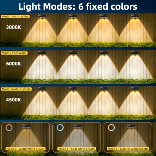 EGOBOO Outdoor Solar Lights for Fence, 12H Runtime, IP65 Waterproof, 6 Pack - Image 4