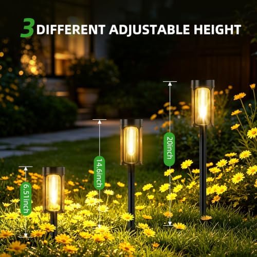 Solar Lights Outdoor, 12 Pack Waterproof IP65 Auto On/Off Solar Pathway Lights 3000K for Garden, Landscape, Path, Yard, Patio, Driveway,Walkway Decor, Landscape Lighting - Image 6