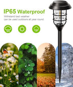 LETMY Solar Pathway Lights Outdoor, 12 Pack Bright Solar Lights Outdoor, IP65 Waterproof Auto On/Off Garden Lights Solar Powered Landscape Lighting for Yard Patio Walkway Driveway Pathway - Black - Image 6
