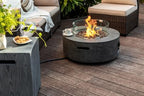 Lume Vale 28" Round Propane Fire Pit Table – 40,000 BTU Outdoor Fire Pit with Lid & Stone Finish, 2-in-1 Patio Heater & Dining Table, CSA Certified (Gray Wood Grain, Fire Pit with Wind Guard&Tank) - Image 6