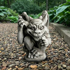 OLOMA Whimsical Smiling Concrete Gargoyle Garden Statue Handcrafted Gothic Outdoor Fantasy Sculpture Yard Patio Porch Landscaping Decor Weather Proof Accent Decor - Image 7