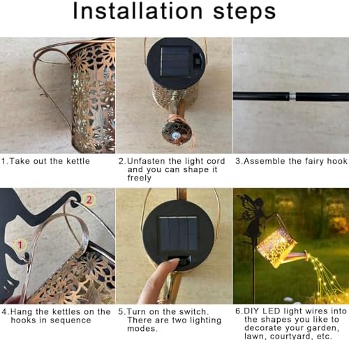 2 Pack Solar Watering Can Lights with Fairy Stakes Gardening Gifts for Mom - Image 5