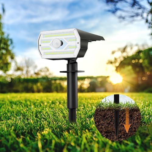 4PCS 60LED Motion Sensor Solar Spot Lights 3 Lighting Modes Outdoor Landscape Lighting for Yard Lighting, IP65 Waterproof Solar Powered Porch Lights for Walkway Patio Garden Lighting Decor - Image 2