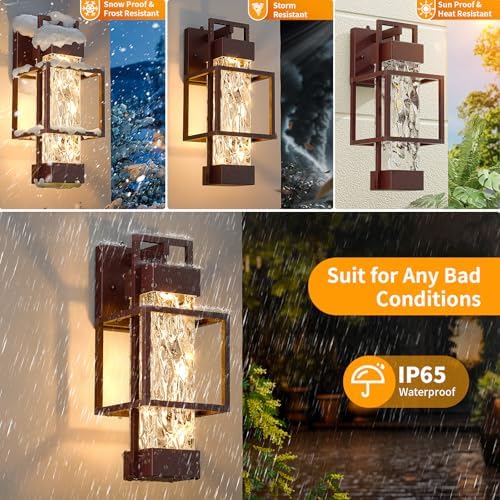 Hotsonic Oil Rubbed Bronze Dusk to Dawn Outdoor Porch Light Fixtures Wall Mount 14'' Dimmable Exterior Lighting for Outside Waterproof Wall Lantern Lamps Sconce Coach Lights for House Garage (2 Pack) - Image 4