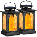 TomCare Flickering Flame Solar Lights Outdoor Metal Hanging Lantern, 2 Pack by TomCare