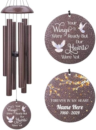 Personalized Sympathy Wind Chimes Dove Forever in Heart by ExtrabilyOfficial