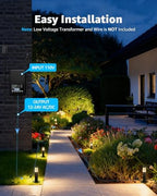 SUNVIE 12-Pack Low Voltage Landscape Lighting Kit LED Bollard Pathway Lights Wired with Spotlights for Garden, Path, Yard, Patio, Cast-Aluminum, IP65 Waterproof, 12-24V AC/DC, 3000K Warm White, Black - Image 5
