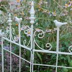 Vintage Metal Garden Fences Rustic Distressed White Decorative Fence Cast Iron Garden Edging Landscape Border Yard Stake Tall Picket Fence Outdoor Flower Bed Lawn Panels - Image 3