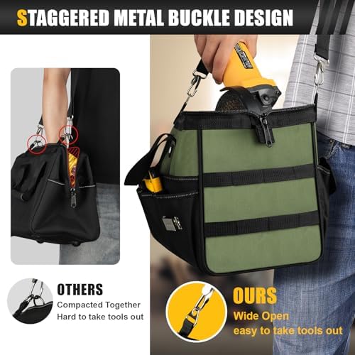 UUP 18" Large Tool Bag, Heavy Duty Spacious Carry Tool Box Organizer, Green - Image 6