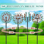360° Wind Spinners Outdoor, Wind Sculptures Windmill with Metal Stake, Kinetic Large Metal Yard Art Decor Spinners Pinwheels for Garden Outside Patio Lawn - Image 2