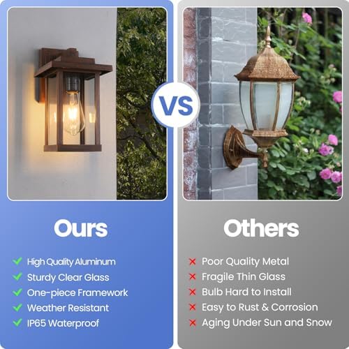 Outdoor Wall Sconce, Brown Outside Porch Light Fixtures Clear Glass - Image 4