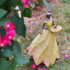 DiliComing Large Garden Fairy Statue Bird Feeder & Bird Bath - 23-Inch Resin Outdoor Yard Decor Angel Statue, Decorative Girl Sculpture for Garden, Lawn, Patio Yellow - Image 5