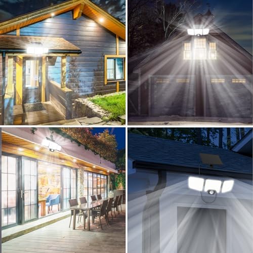 Energetic Solar Outdoor Lights, 1000LM 74 LED Security Lighting with Remote Control, 3 Heads Motion Sensor Lighting, IP65 Waterproof Solar Floodlight for Outside Yard, Pack of 2 - Image 7