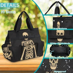 Funny Halloween Garden Tool Bag, Garden Tote Storage Bag with 10 Pockets, Indoor and Outdoor Sugar Skull Goth Gardening Tool Organizer for Women Men - Image 5