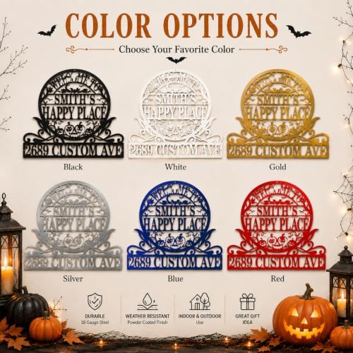 Personalized Halloween House Number Sign, Custom Family Name Address Sign - Image 5