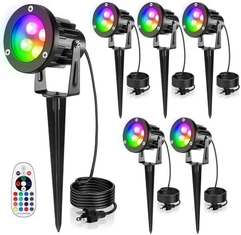 OurLeeme Landscape Lighting - 120V 8W RGB Colored Halloween Spotlight, LED Spotlights Outdoor Waterproof Yard Stake Landscape Spotlights, Christmas Spot Lights Outdoor for House Tree (6PCS) by OURLEEMELIGHTING