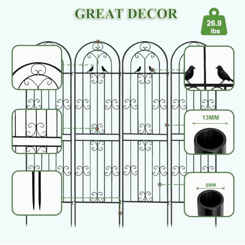 Metal Garden Trellis, 86.7" H x 19.7" W Black Coated Wire Lattice Panel, Sturdy Plant Support for Climbing Roses Vines Cucumbers Vegetables Outdoor Patio Yard (4 Packs) - Image 3
