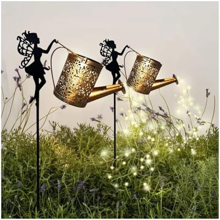 Solar Garden Decorative Watering Can Light – with Waterfall Effect, Christmas/Halloween Outdoor Garden Decoration(2pcs) - Image 7