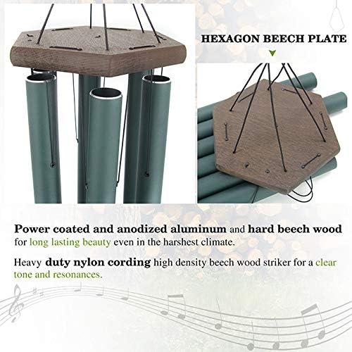 Large Wind Chimes for Outside 44 inch Green Deep Tone Garden Gift Outdoor - Image 2