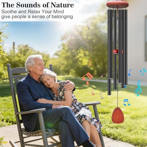 Aluminium Wind Chimes Outside, Soothing Melodic Patio Decor Gift, Black 46" - Image 7