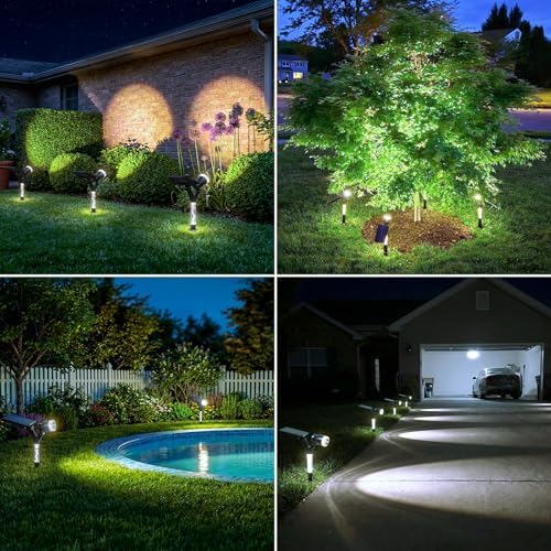 Solar Spot Lights Outdoor Waterproof Spotlights, Cool White 4 Pack - Image 6