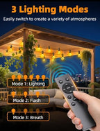 Outdoor Patio String Lights: S14 Shatterproof Bulb Outside Waterproof Light - 150FT 45M Remote Dimmable Connectable Hanging Outdoor Electric Lighting - Garden Backyard Yard Gazebo Porch Party - Image 2