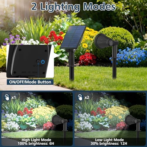 T-SUNUS Solar Spotlights 2 Pack White 6000K IP65 Waterproof Separated Panel - Image 3