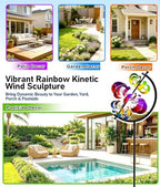 63 in Large Wind Spinners Outdoor, Rainbow Globe Wind Sculpture, - Image 6