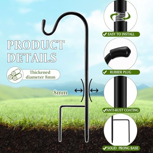 12 Pcs 15 Inch Shepherds Hook for Outdoor Adjustable Bird Feeder Pole - Image 3