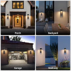 4 Pack 13" Modern Outdoor Led Wall Light,16W 3000K 1200Lumen Porch & Patio Hardwired Wall Mount Wall Sconces,Exterior IP65 Waterproof Aluminum Wall Lamp for Front Door Garage Garden(Black) - Image 3