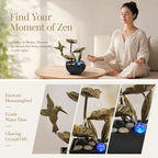 AOZITA Tabletop Fountain, Indoor Waterfall Fountain, Small Home Décor Zen Relaxation Soothing Sound Machine for Office, Living Room, or Bedroom, Bronze Metal Lotus with Hummingbird, River Rocks, LED - Image 4
