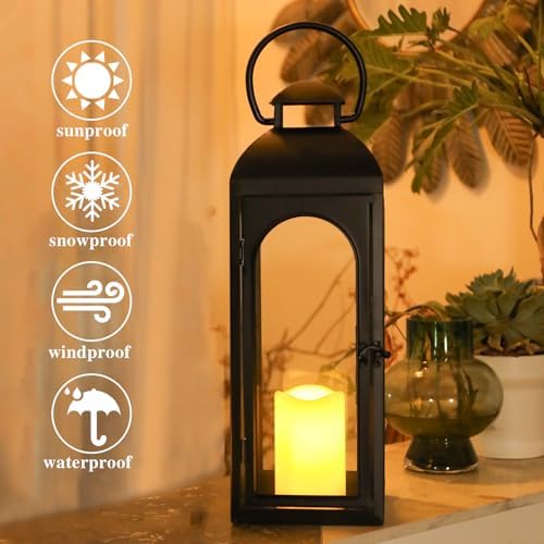 Bdor Decorative Outdoor Lantern Candle,Black Lantern Remote,20 Inch,1 Pack - Image 4