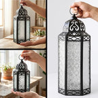 VELA LANTERNS Set of 3 Clear Glass & Black Metal Moroccan Candle Lantern Holders (XL, Large, Small) - Decorative Indoor/Outdoor Decor for Patio, Floor, Weddings & Ramadan - Image 3
