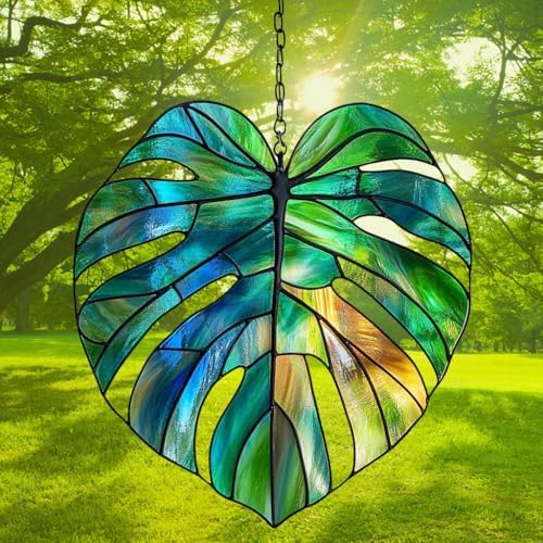 Colorful Gradient Monstera Leaf Acrylic Suncatcher - Image 3