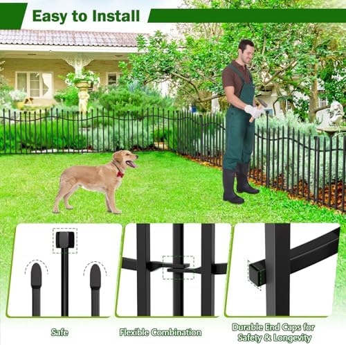 No Dig Garden Fence 24" H x 22.5'L with Gate Decorative Yard Dog Panels - Image 5