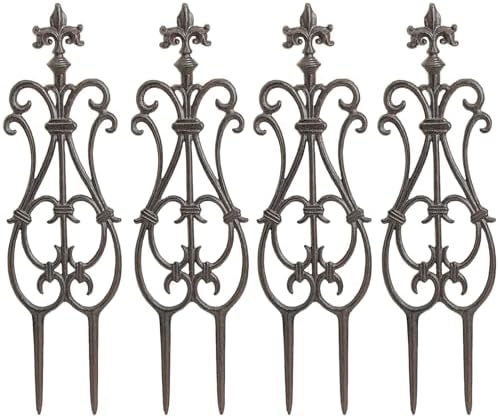 Sungmor Decorative Cast Iron Brown Flower Bed Fence - 28 Inches Tall 4 Pack by Sungmor