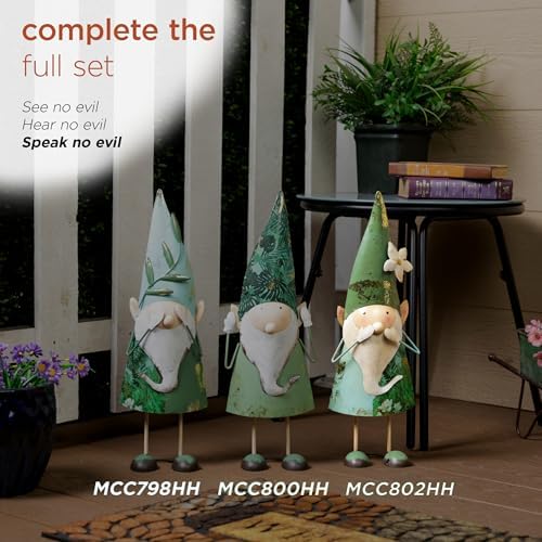 Alpine Corporation 18" Tall Outdoor Metal Speak No Evil Garden Gnome Statue, Green - Image 6