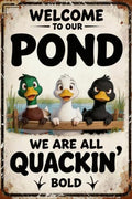 Funny Duck Pond Themed Vintage Tin Plaque, Mallard White Black Duck Decor Sign for Farm, Garden, Pond, Patio Kitchen Wall Ornament 24x32 inch by Unknown