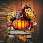 Pumpkin Witch and Books Acrylic Suncatcher - Image 7