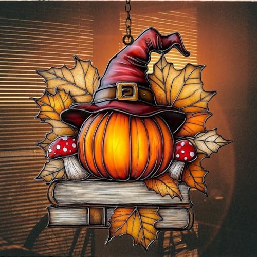 Pumpkin Witch and Books Acrylic Suncatcher - Image 7